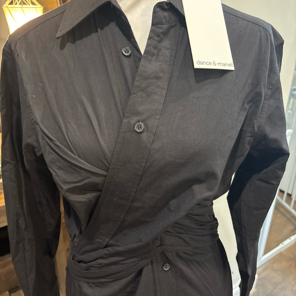 Dance & Marvel Black Collared Shirt Dress - Picture 2 of 8